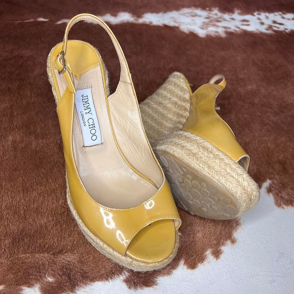 Yellow patent leather jimmy choo wedges